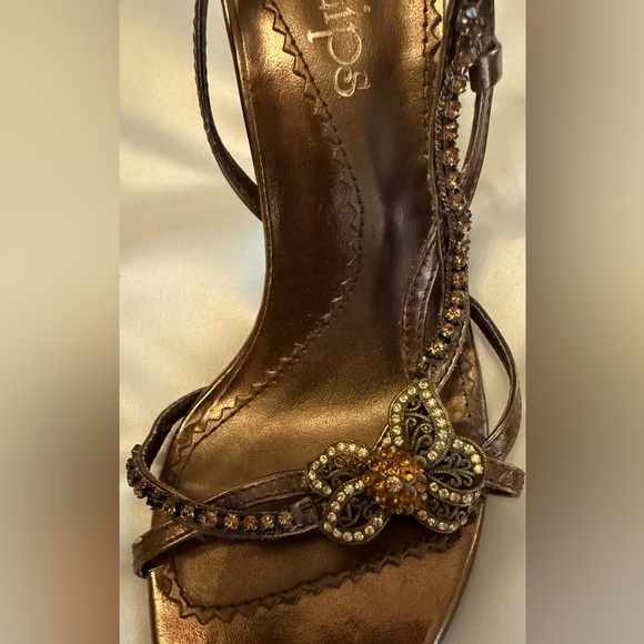 Two Lips Embellished Brown Heels sz 6 - Picture 6 of 7